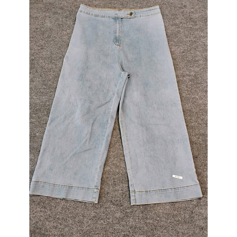L&B Chocolate Capri Jeans Womens Size 14 Light Wash Wide Leg Denim Pants